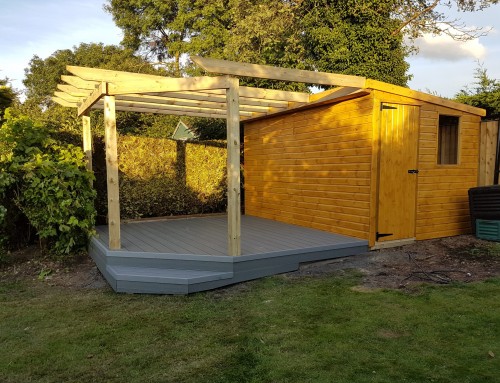 Garden Storage with Decking and Pergola